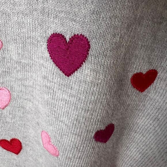 J Crew Factory Sweater Womens Size XXL Gray 100% Cotton Embroidered Hearts - Picture 10 of 16